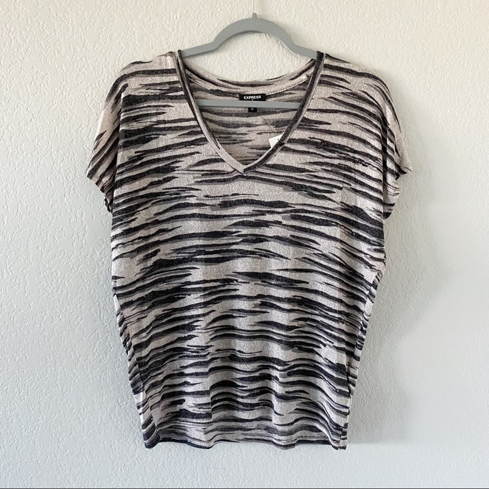 Express Knit Tiger Stripe V Neck T-Shirt